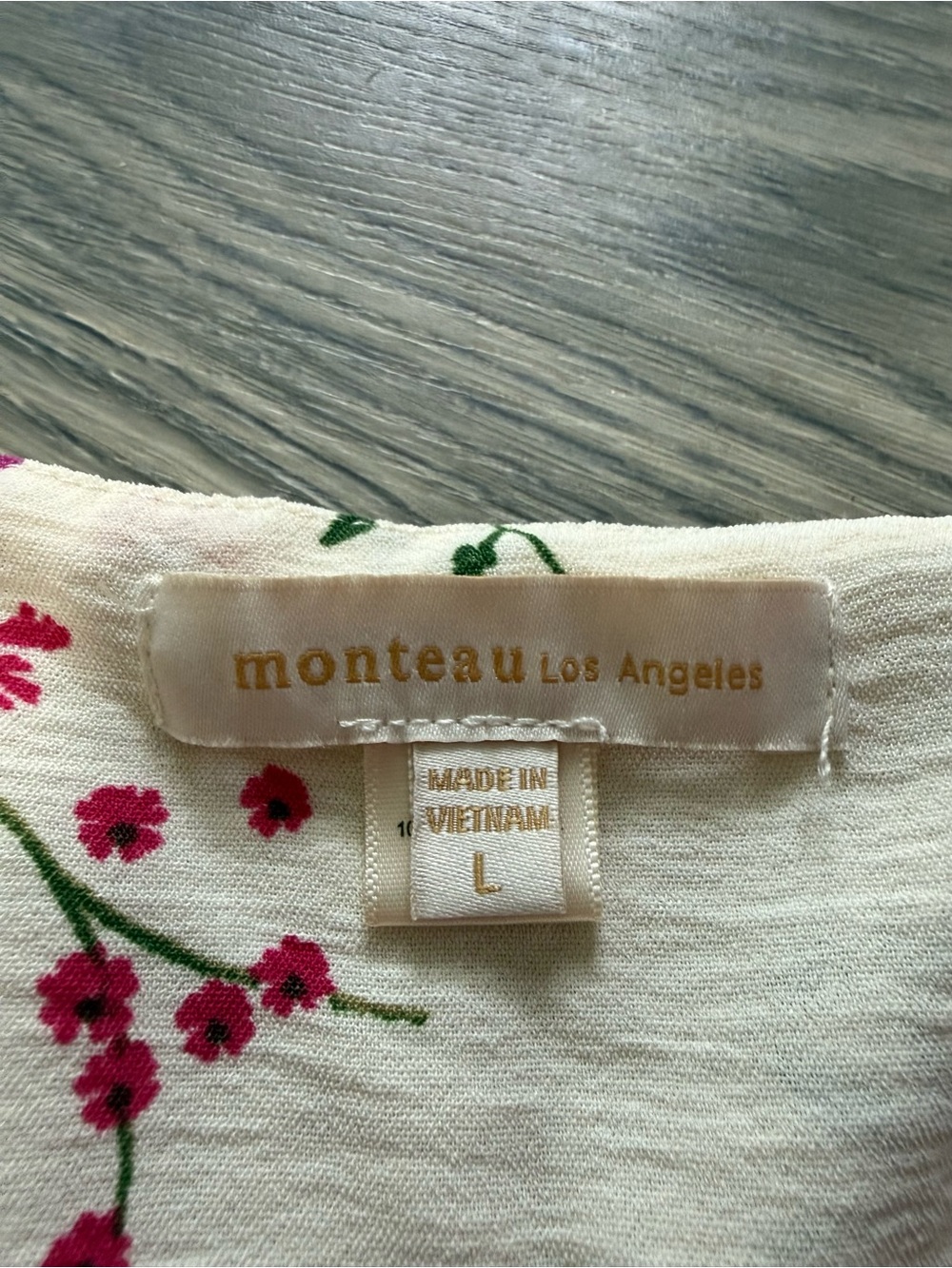 monteau Los Angeles Floral V-Neck Crop Top L - Picture 2 of 4
